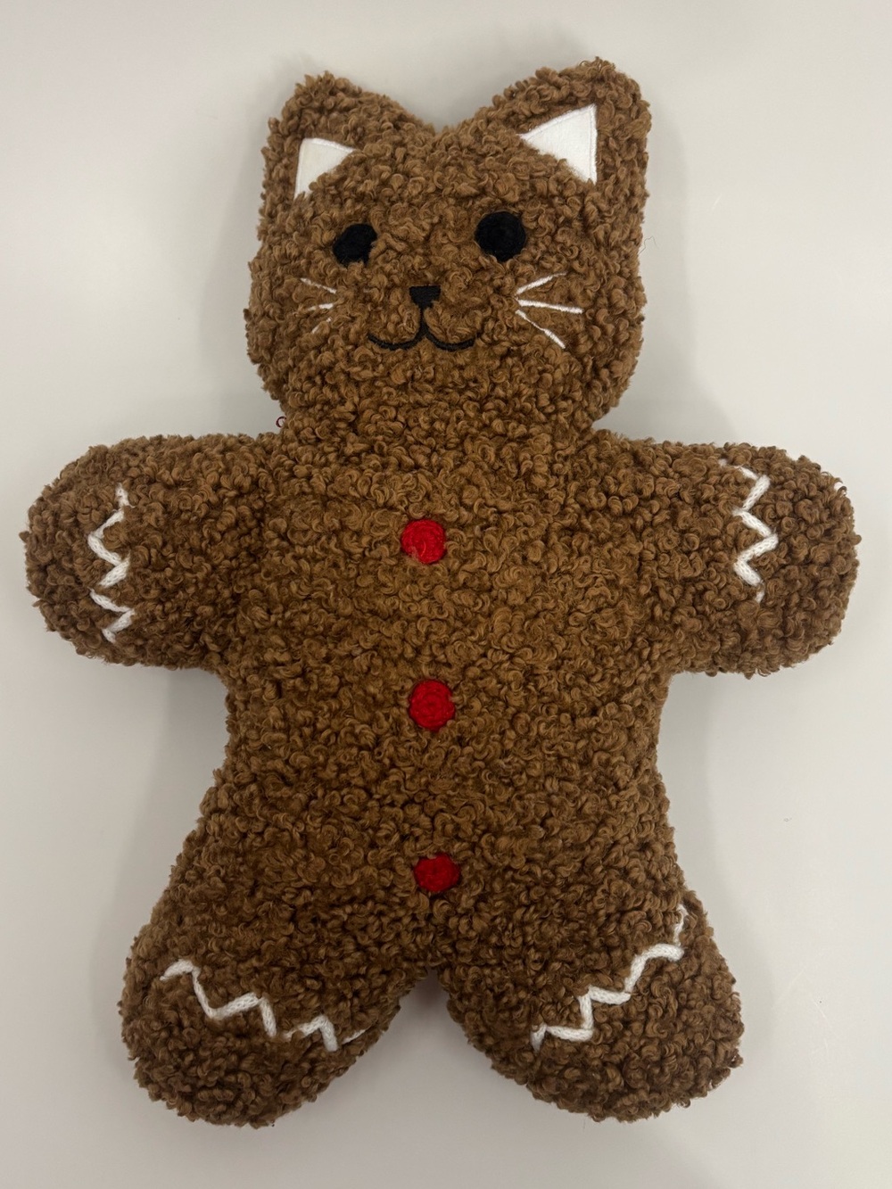 Pottery Barn Brown Cat Gingerbread Plush Pillow